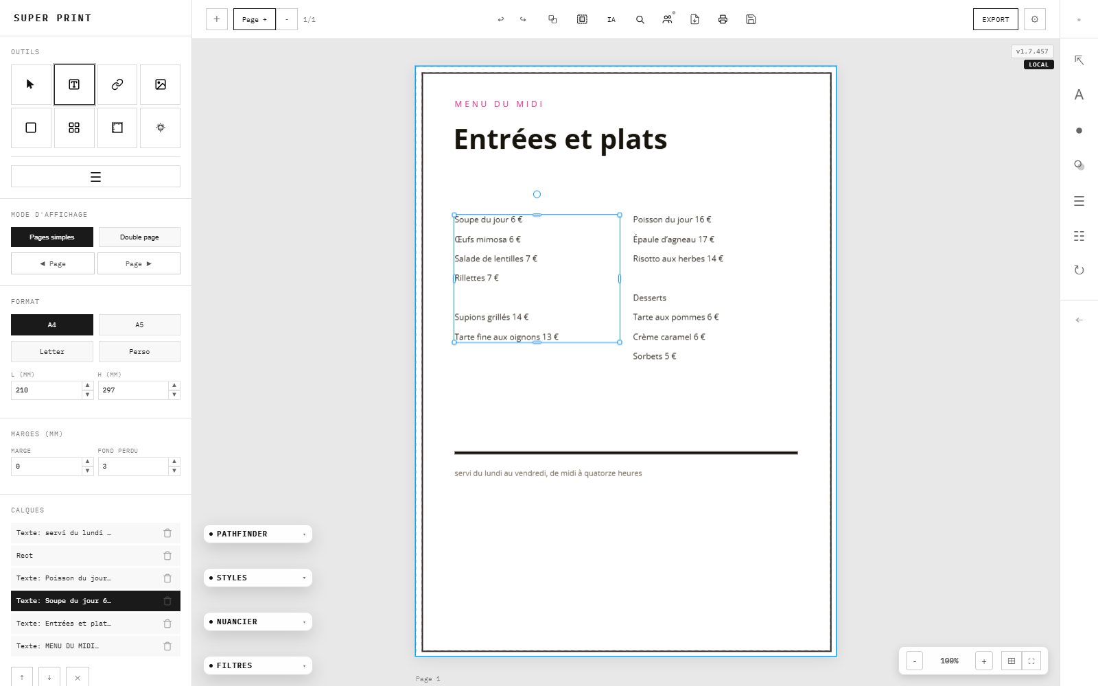 Panneau Typographie